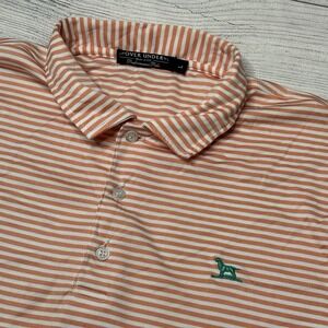 Over Under Performance Polo Golf Peach White Stripe Short‎ Sleeve Size Large